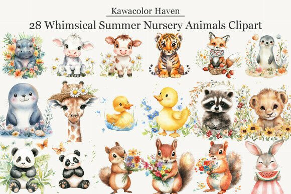 Download Whimsical Summer Nursery Animals Clipart - Nursery animals clipart Collection