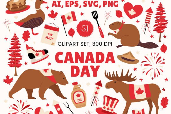Download Canada Day Digital Clipart Set Graphics - Digital clipart set Collection