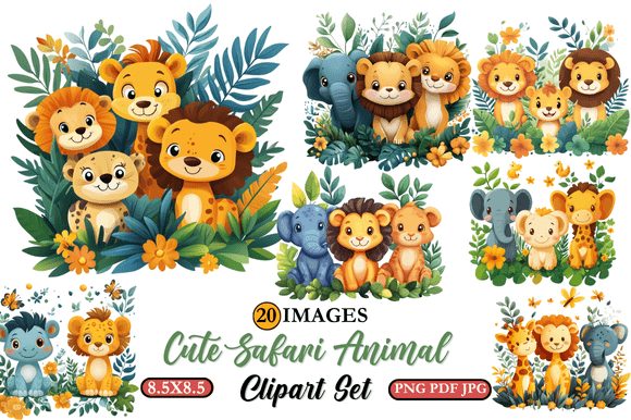 Download Cute Safari Animal Clipart Set - Cute safari animal clipart Collection