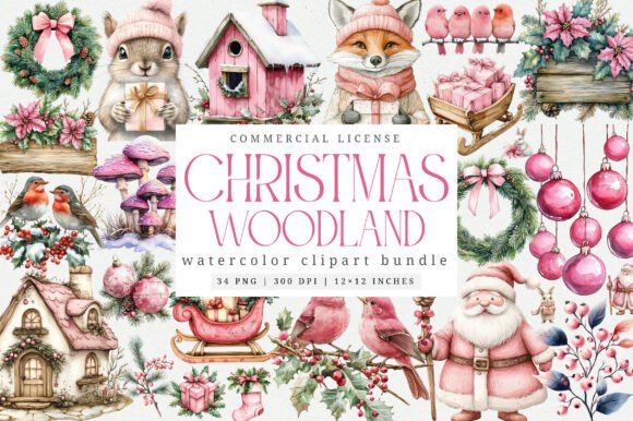 Download Pink Christmas Magic Winter Woodland PNG - Winter woodland png Collection