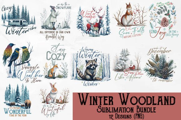 Download Winter Woodland PNG Sublimation Bundle - Winter woodland png Collection