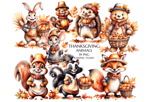 Download Thanksgiving Animals, Autumn Woodland - Thanksgiving Collection