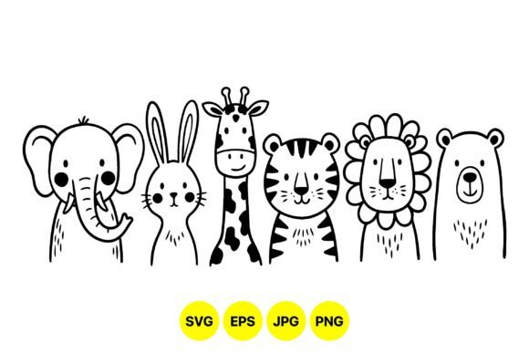 Download Cute Safari Animal Clipart Line - Premium Resources